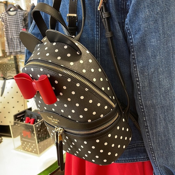 Kate Spade Disney X Kate Spade New York Minnie Dome Backpack Black Multi - Picture 10 of 16